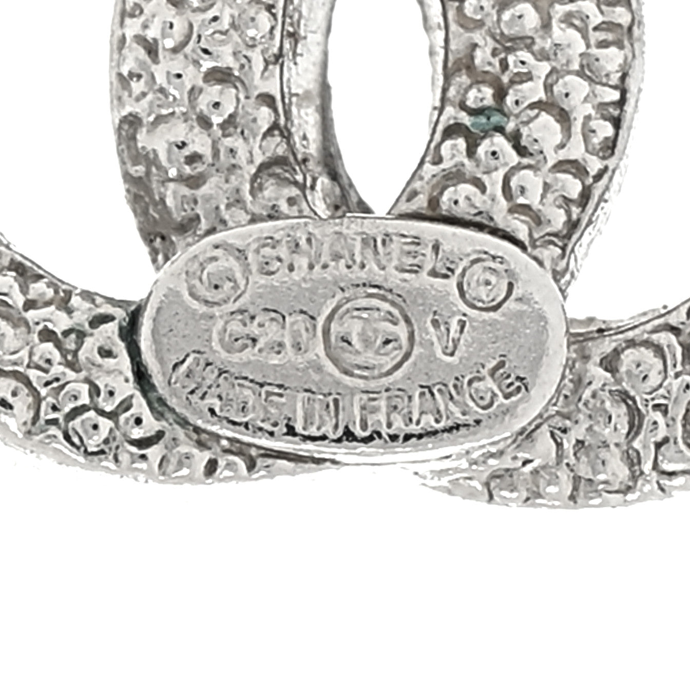 Chanel Crystal Timeless CC Earrings Silver 4 of 4
