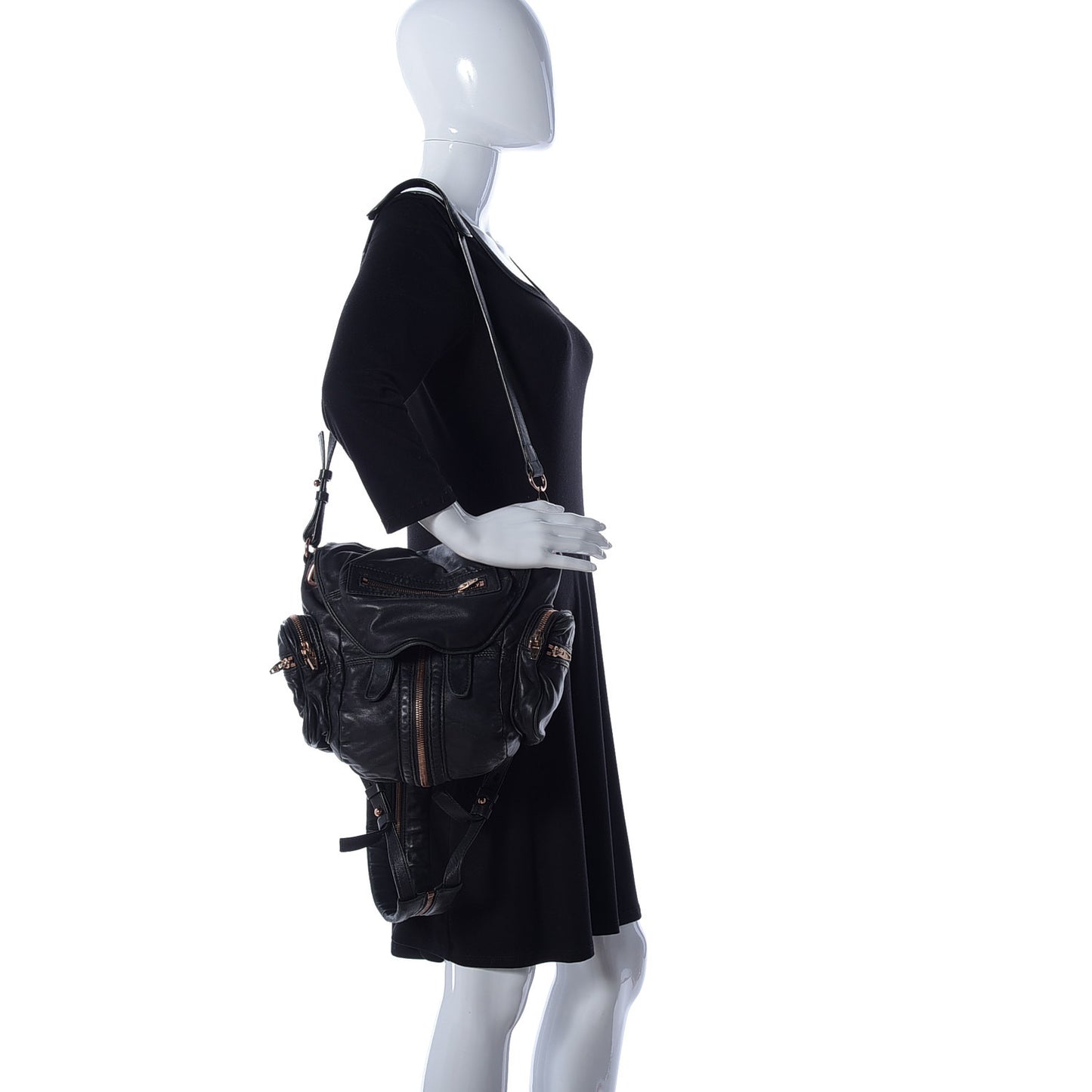 Lambskin Mini Marti Backpack Washed Black Rose Gold Hardware