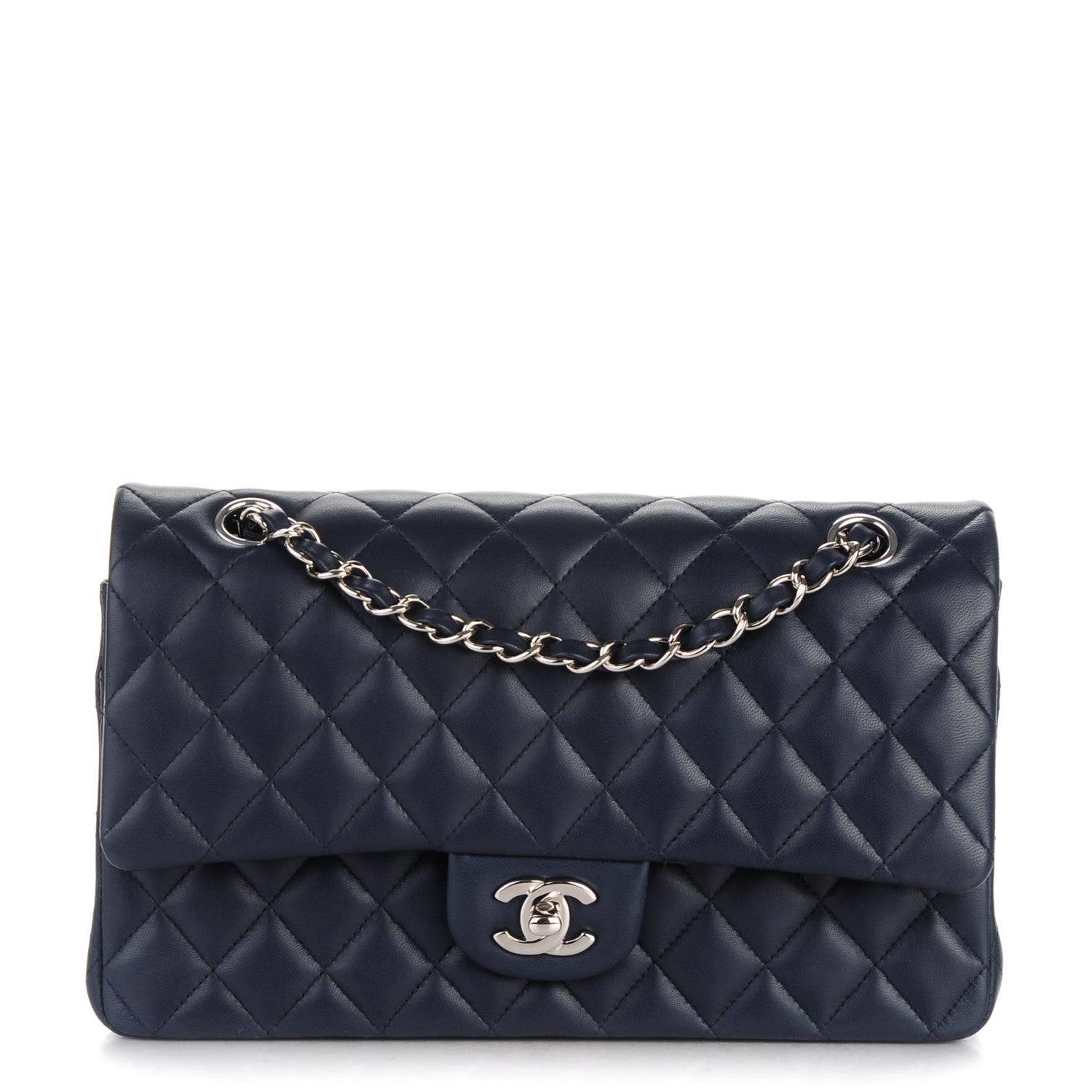 Chanel Lambskin Quilted Medium Double Flap Navy 1 of 8