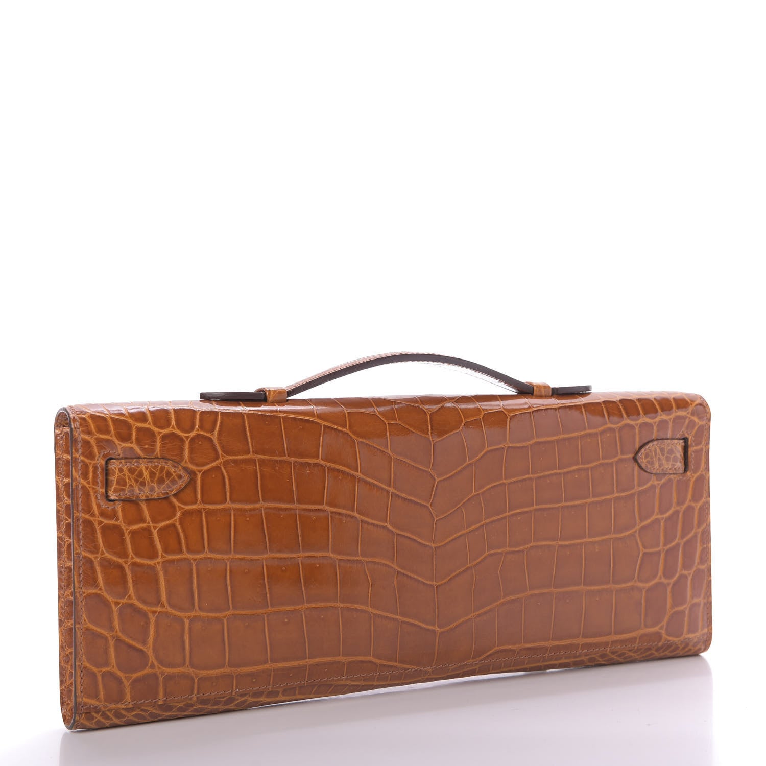 Hermes Shiny Niloticus Crocodile Kelly Cut Pochette Pain D'Epice 3 of 9