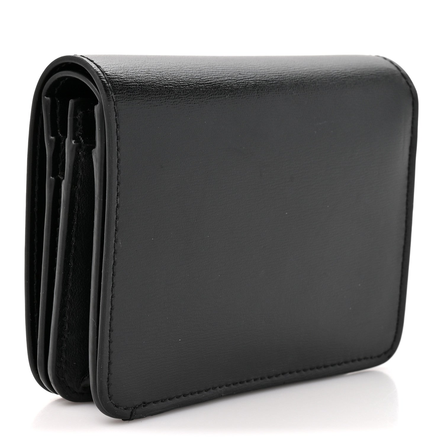 Celine Shiny Calfskin Triomphe Compact Wallet Black 3 of 10