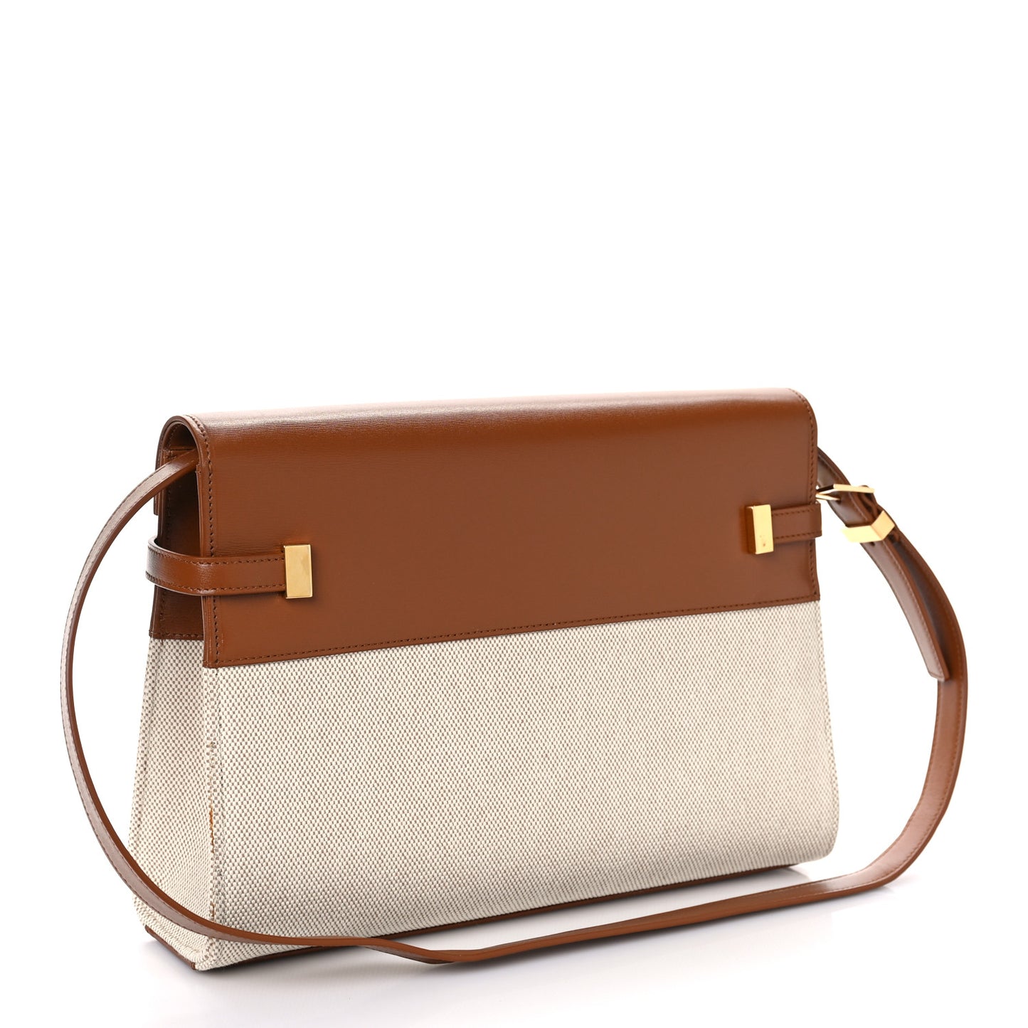 Canvas Calfskin Manhattan Shoulder Bag Natural Beige Brick