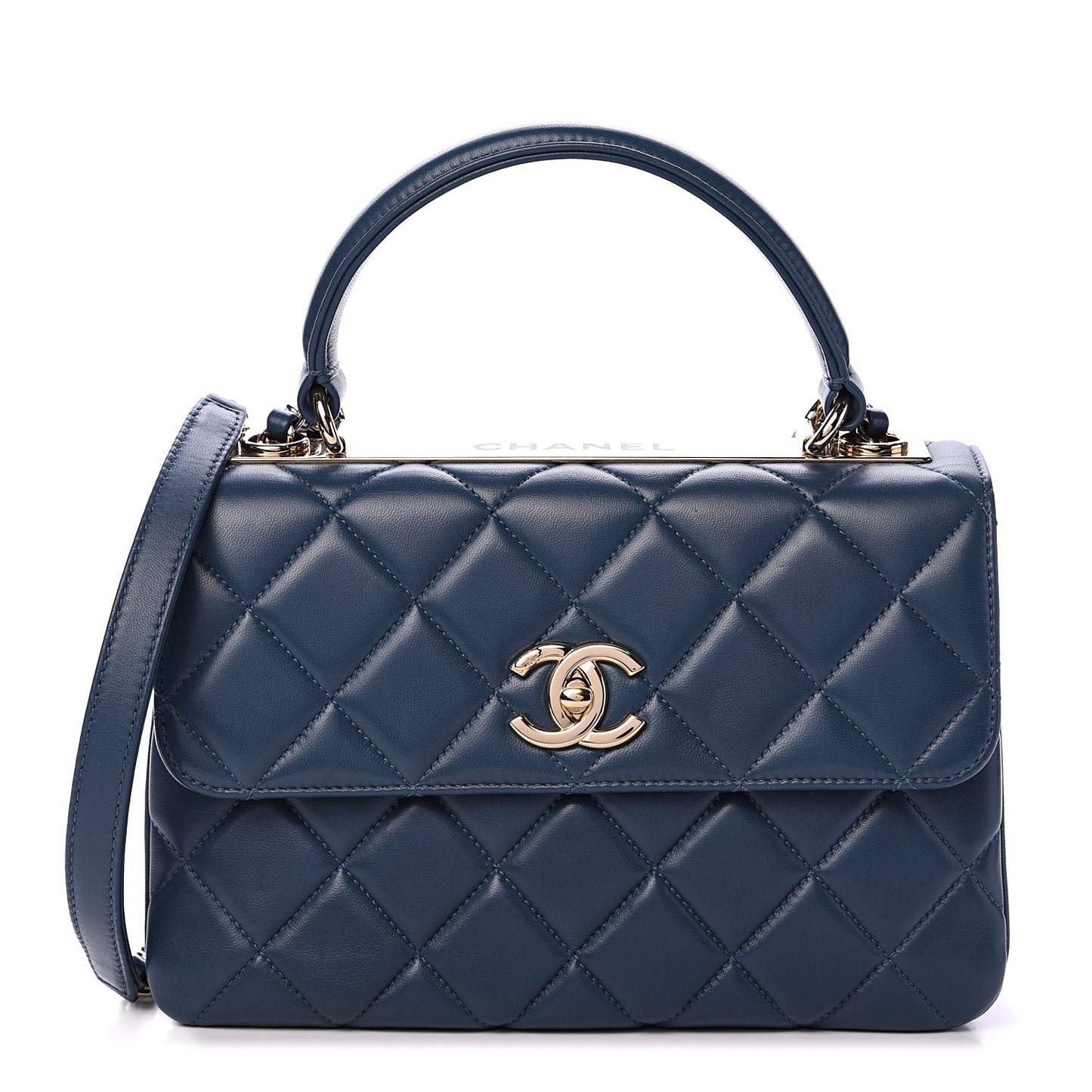 Lambskin Quilted Small Trendy CC Flap Dual Handle Bag Blue