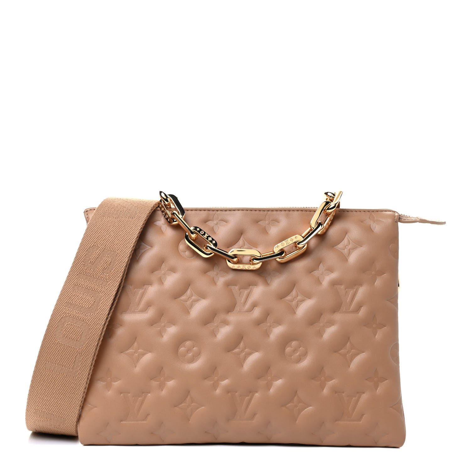 Louis Vuitton Lambskin Embossed Monogram Coussin PM Camel 1 of 4