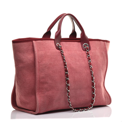 Chanel Canvas Large Deauville Tote Red 3 of 9