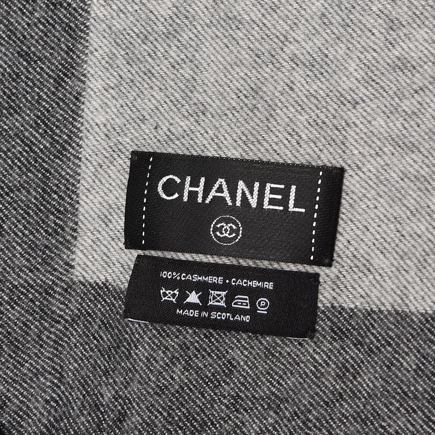 Chanel Cashmere CC Fringe Scarf Grey 4 of 4