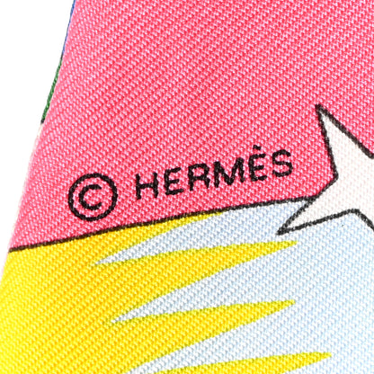 Hermes Silk La Source de Pegase Twilly Rose Vif Jaune Vif 4 of 4