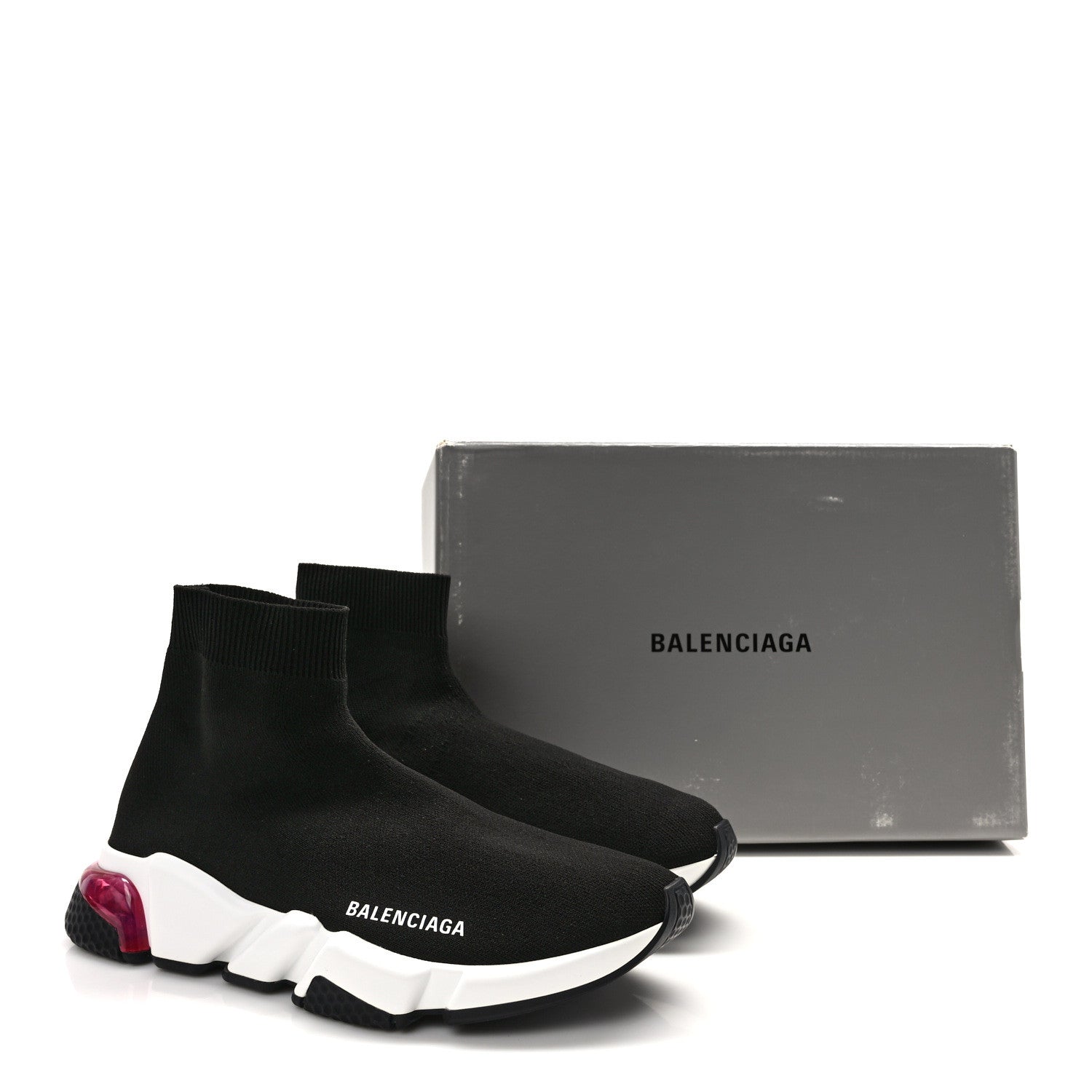 Balenciaga Neoprene Knit Womens Speed Clear Bicolor Sole Sneakers 40 Black Pink 10 of 10