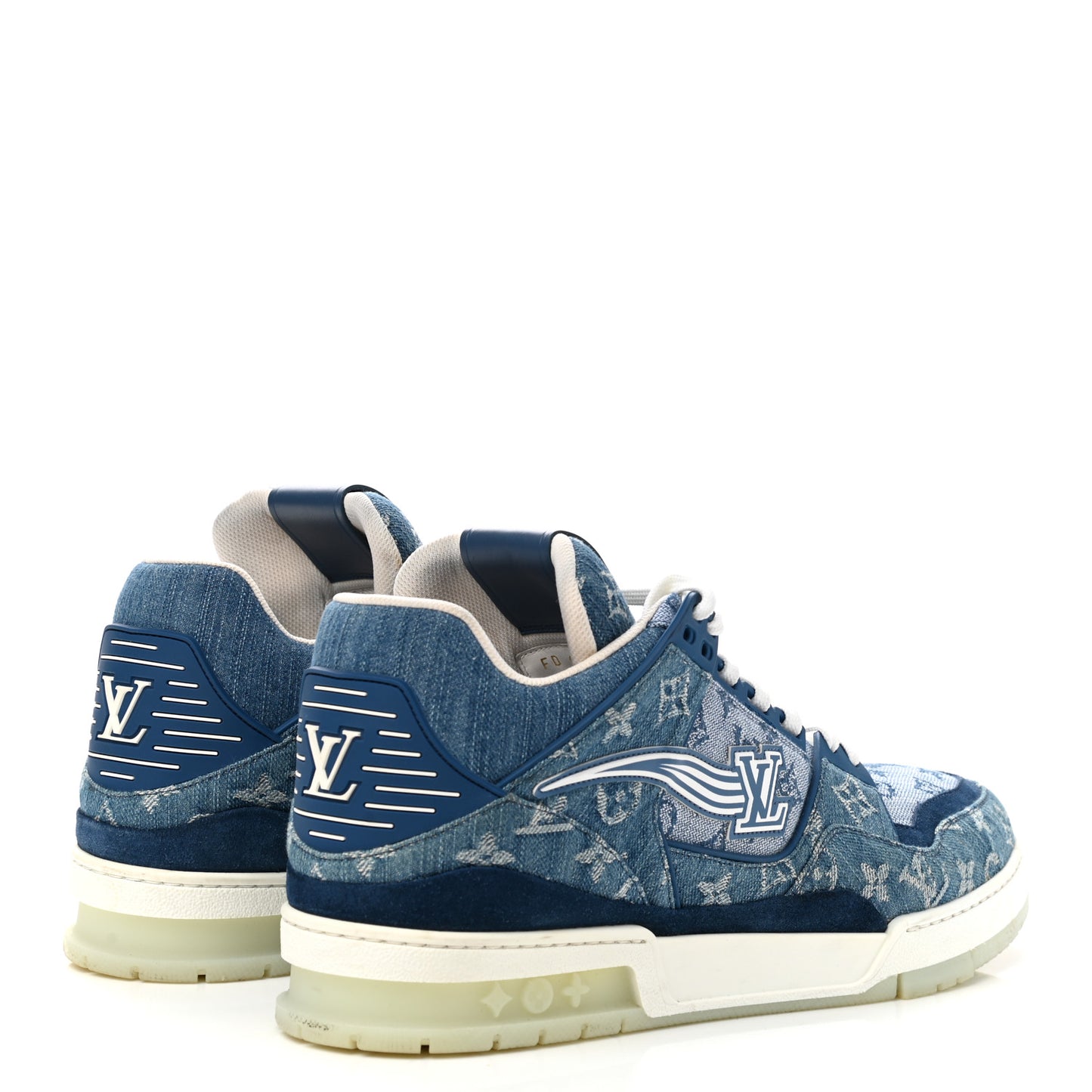 Monogram Denim Mens Trainer Sneakers 11 Blue
