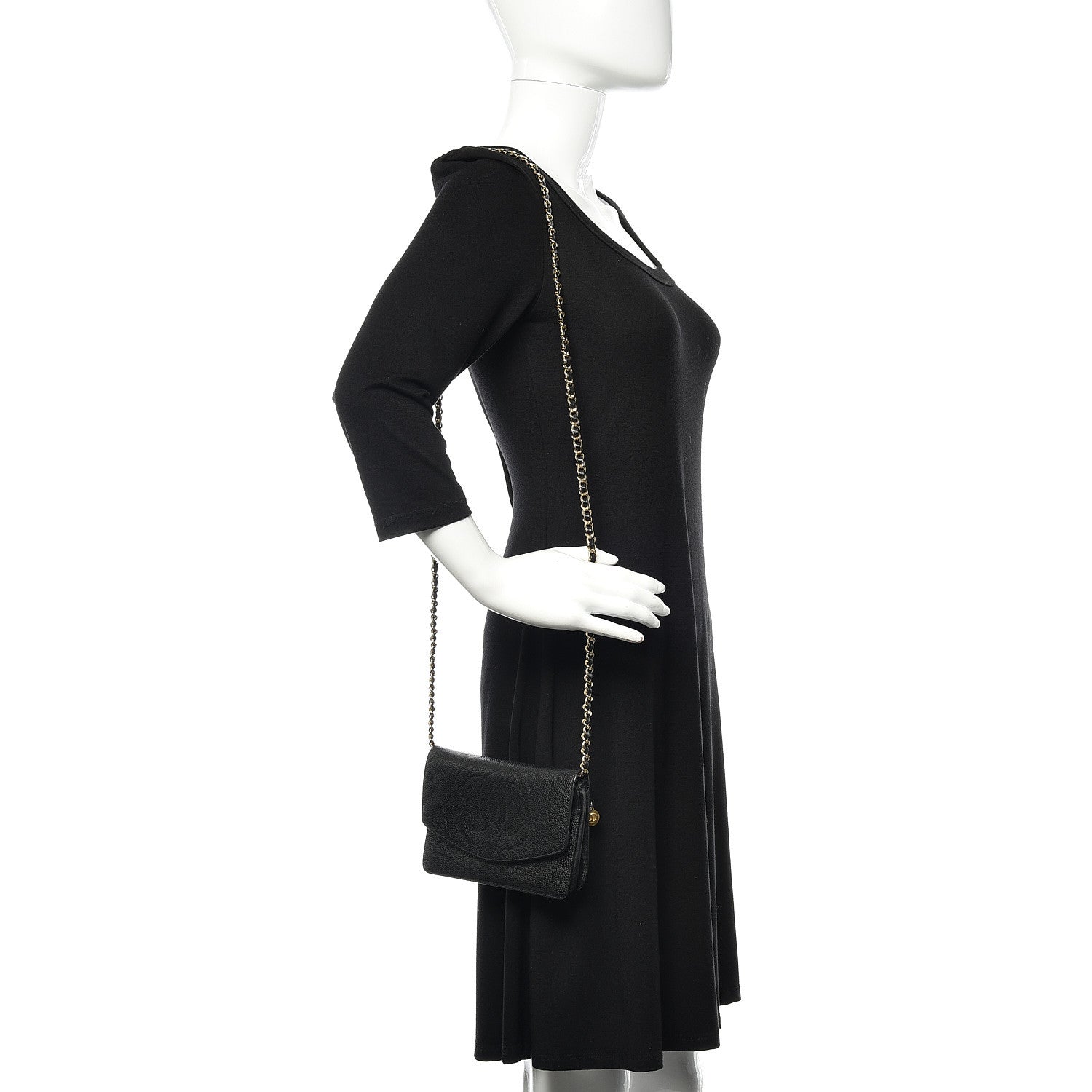 Chanel Caviar Timeless CC Wallet On Chain WOC Black 2 of 10