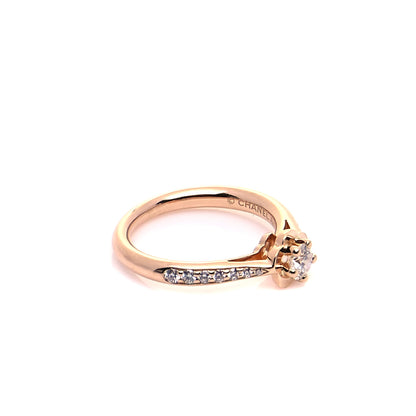 Chanel 18K Beige Gold Diamond .23ct Camelia Solitaire Ring 50 5.25 6 of 6