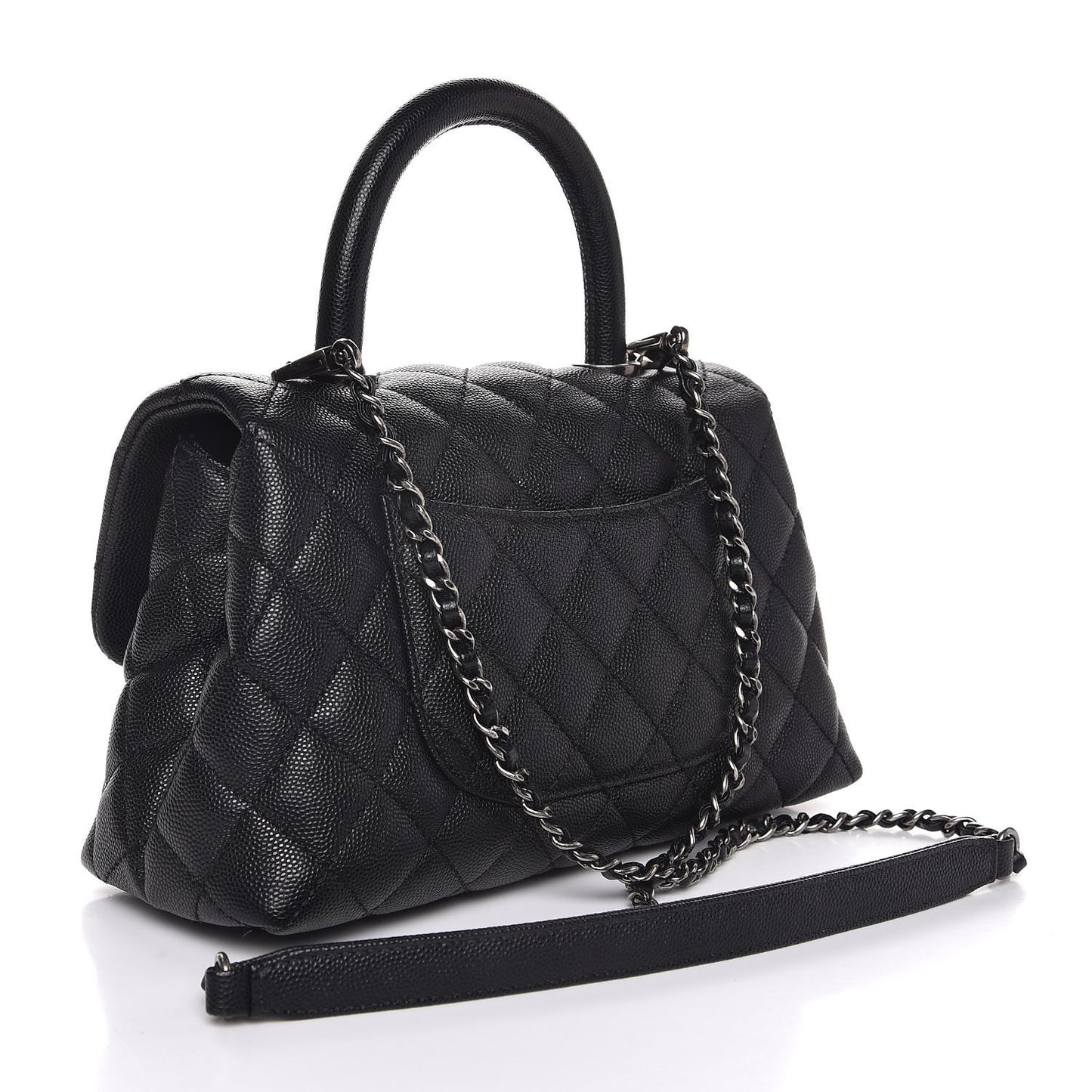 Caviar Quilted Mini Coco Handle Flap Black