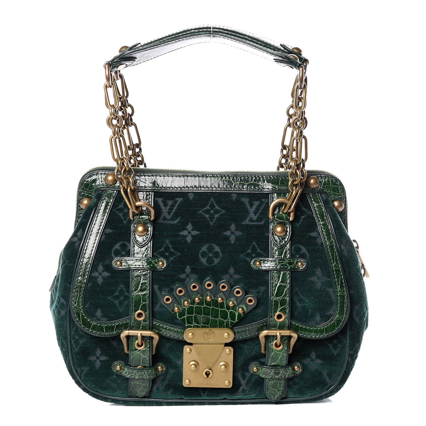 Monogram Velours Alligator Gracie MM Green