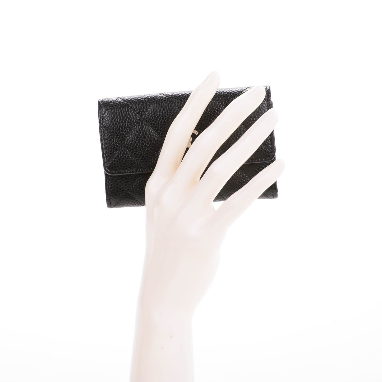 Caviar Quilted Flap Card Holder Black