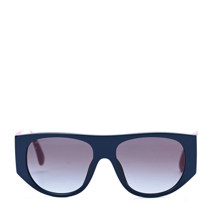Chanel Acetate Quilted CC Pilot Sunglasses 71465 Blue Pink 2 of 6