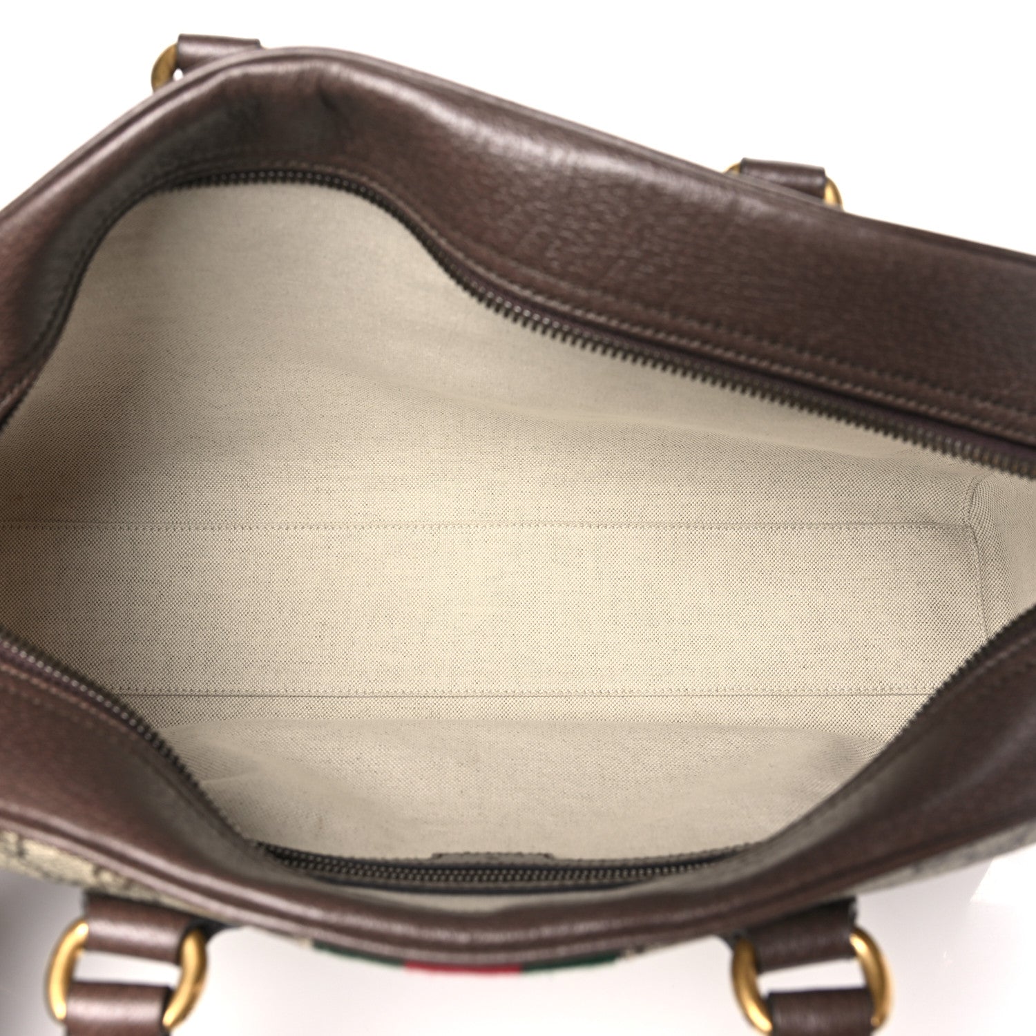 Gucci GG Supreme Monogram Textured Dollar Calfskin Web Medium Ophidia Top Handle Duffle Bag Beige Ebony New Acero 5 of 10