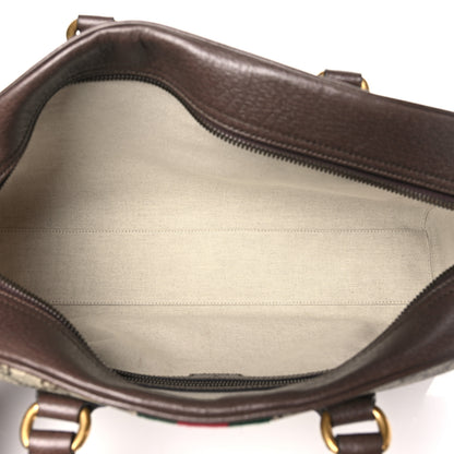 Gucci GG Supreme Monogram Textured Dollar Calfskin Web Medium Ophidia Top Handle Duffle Bag Beige Ebony New Acero 5 of 10