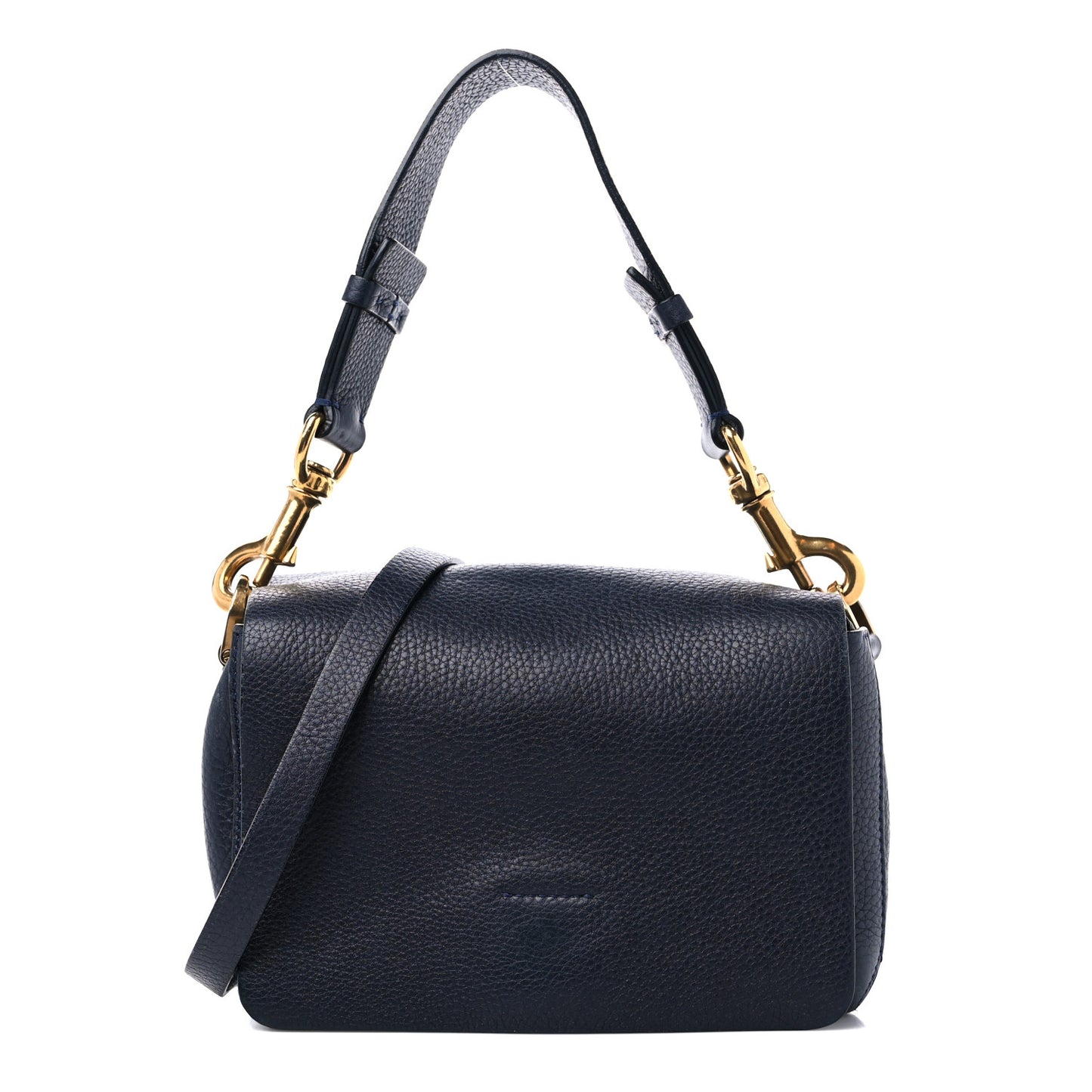 Grained Calfskin Box Messenger Bag Navy