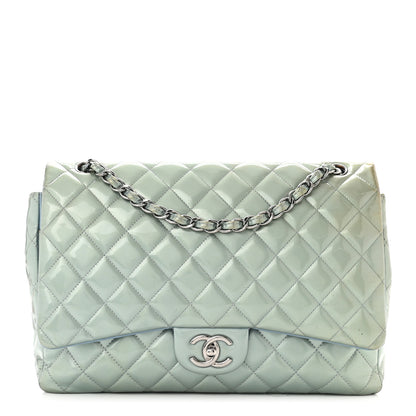 Chanel Patent Quilted Maxi Double Flap Light Blue 1 of 16