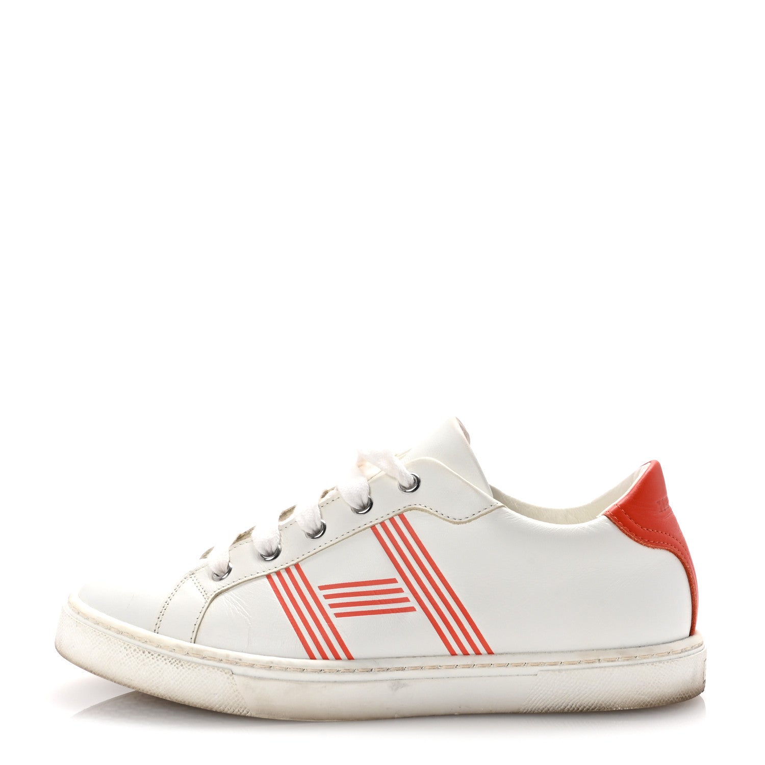 Hermes Calfskin Womens Advantage Sneakers 38 White Orange 1 of 11