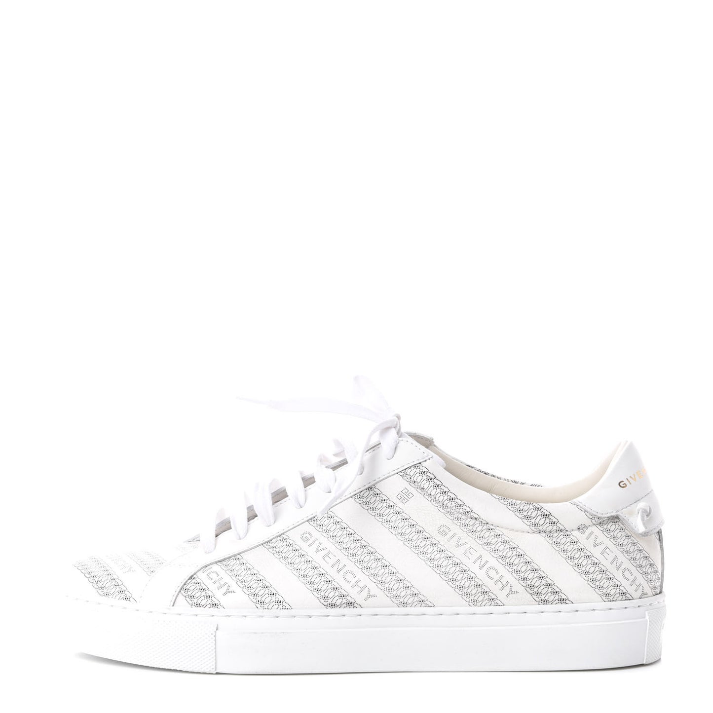 Calfskin Logo Chain Print Urban Street Sneakers 39 White