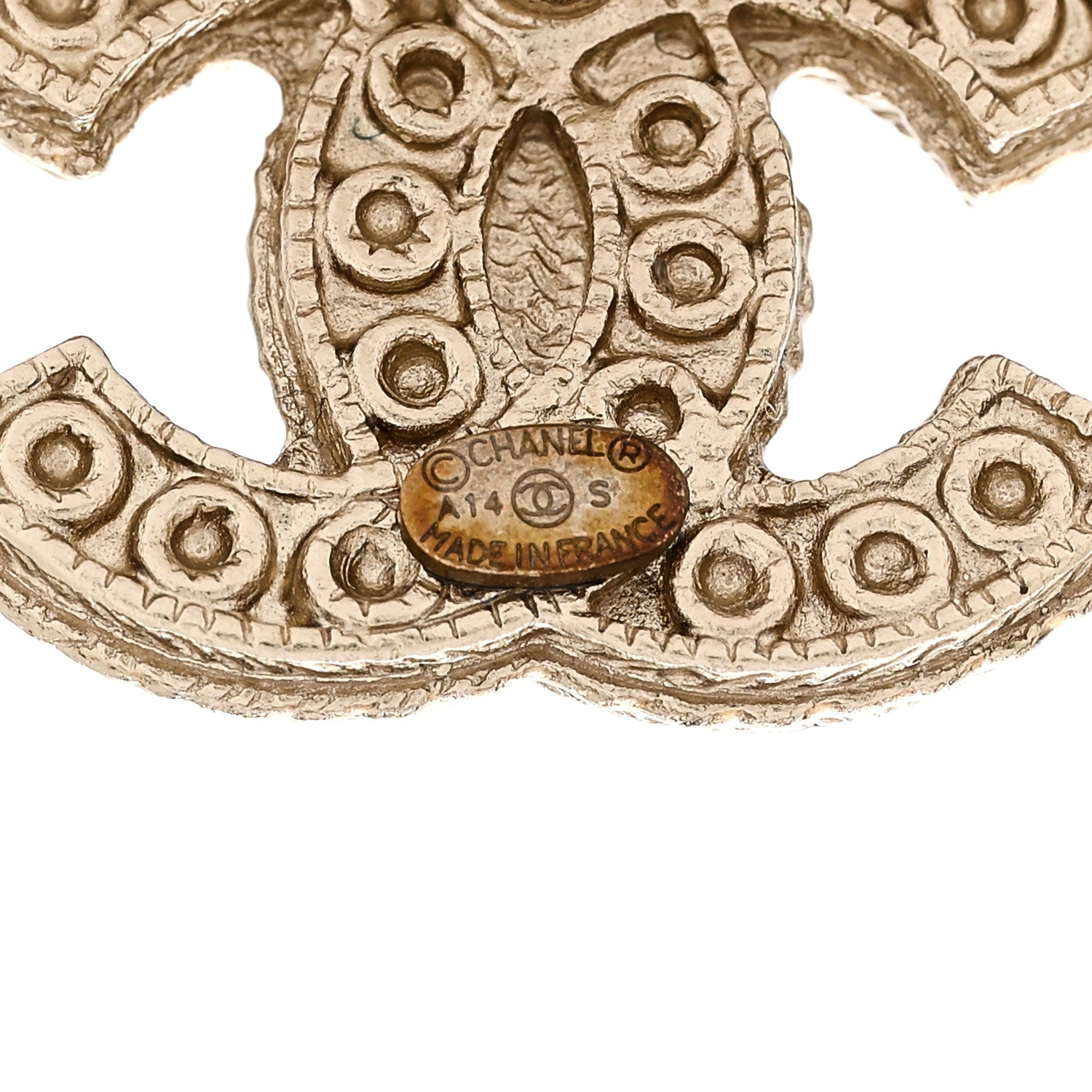 Chanel Pearl CC Earrings Light Gold 4 of 6