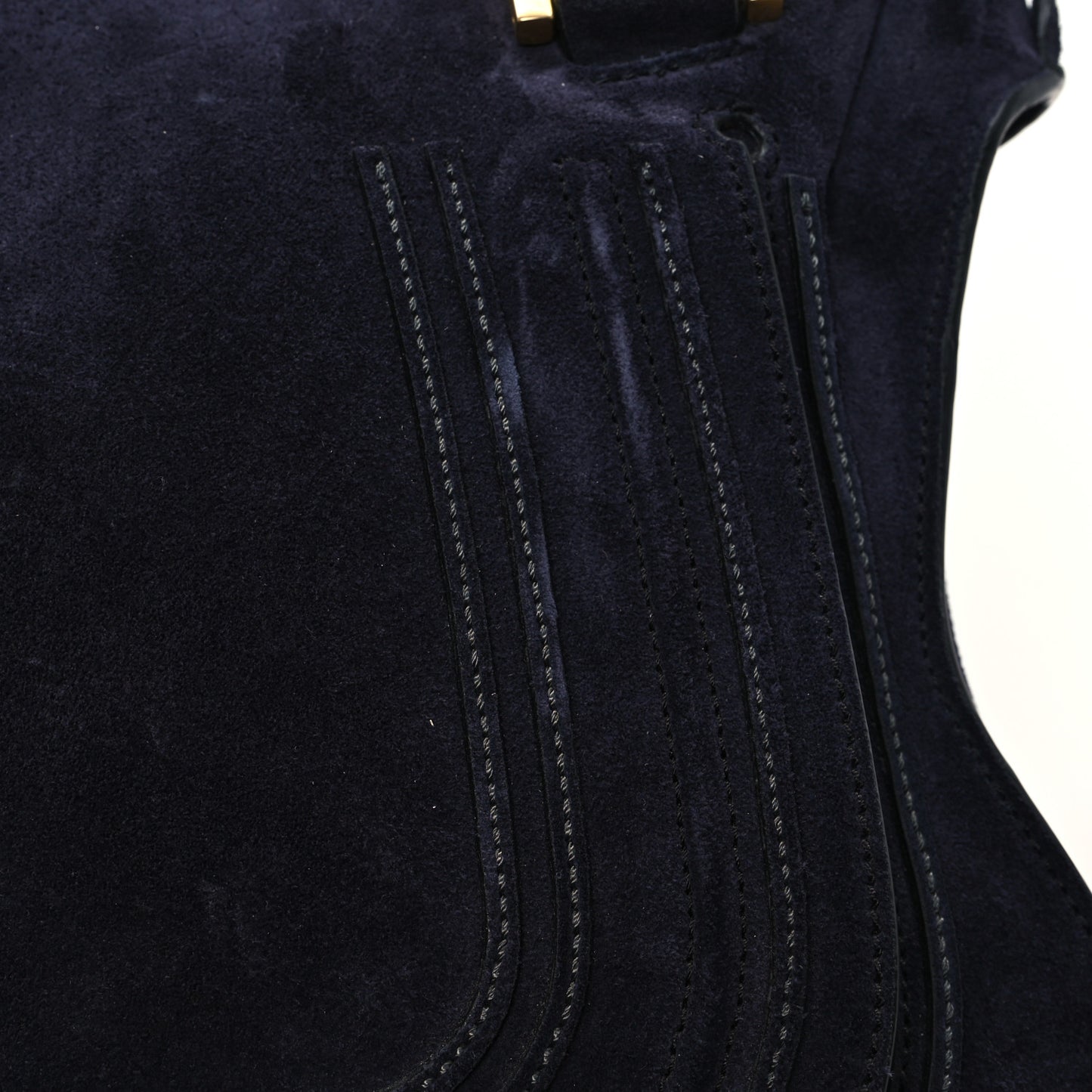 Suede Calfskin Braided Large Marcie Double Carry Navy