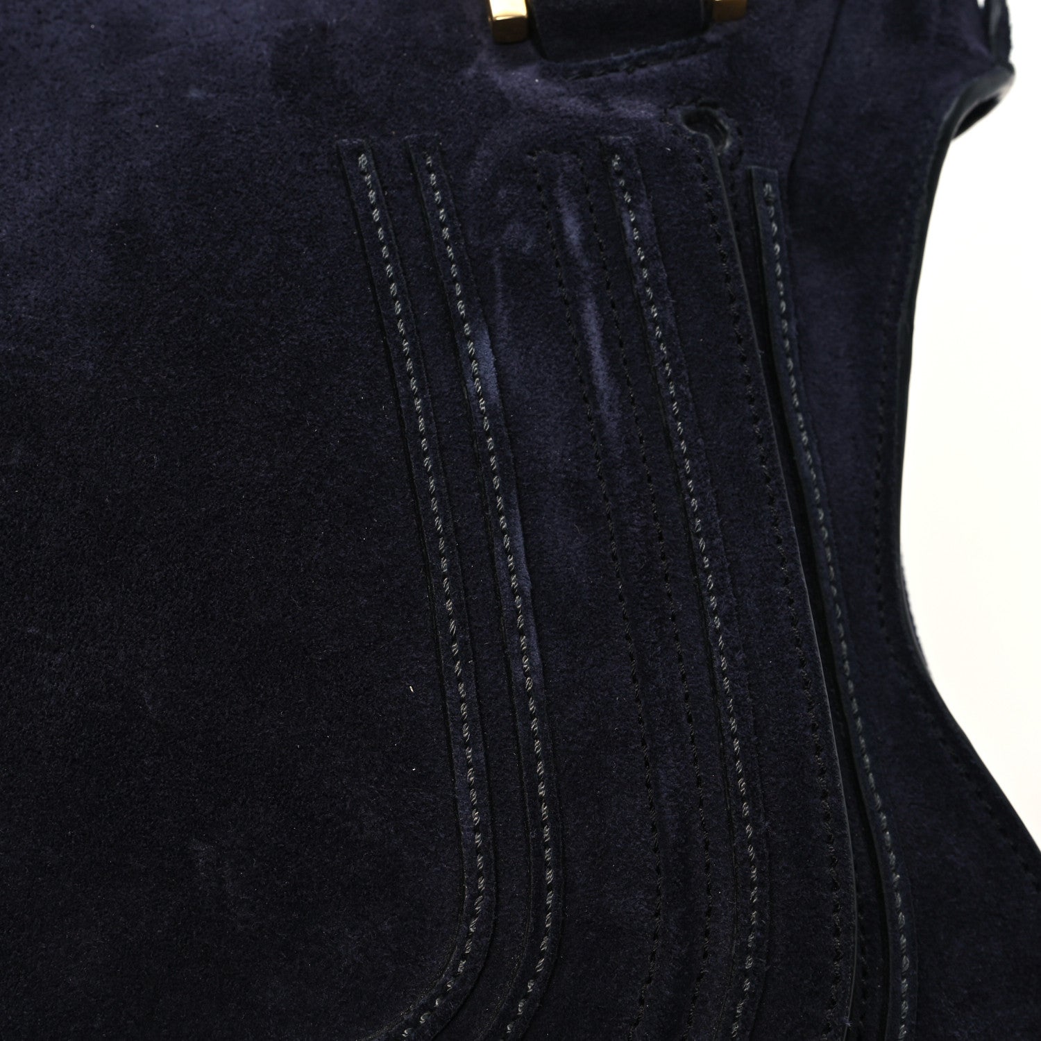 Chloe Suede Calfskin Braided Large Marcie Double Carry Navy 10 of 11