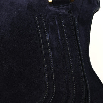 Chloe Suede Calfskin Braided Large Marcie Double Carry Navy 10 of 11