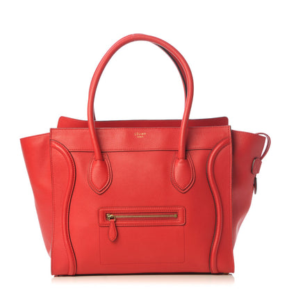 Celine Drummed Calfskin Shoulder Luggage Coquelicot 1 of 9