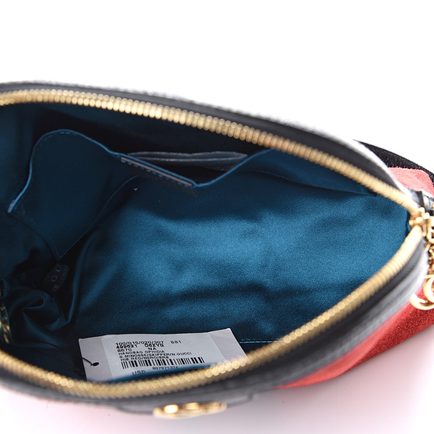 Suede Patent Web GG Small Ophidia Dome Shoulder Bag Hibiscus Red