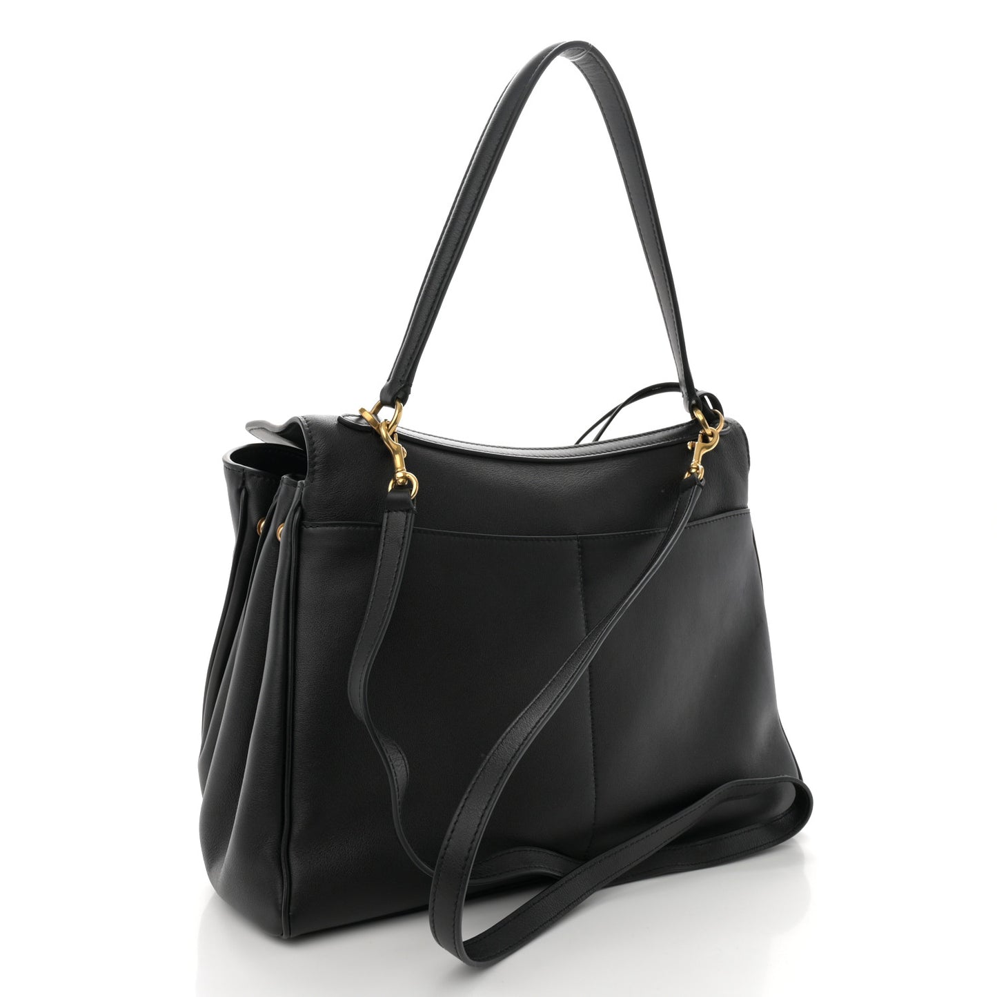 Natural Smooth Calfskin Medium Rodeo Top Handle Handbag Black