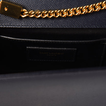 Saint Laurent Grain De Poudre Medium Classic Monogram Kate Satchel Deep Marine 6 of 9