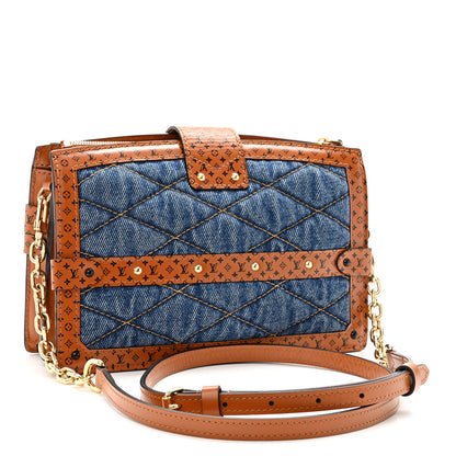 Louis Vuitton Denim Calfskin Malletage Trunk Clutch Light Blue 3 of 9