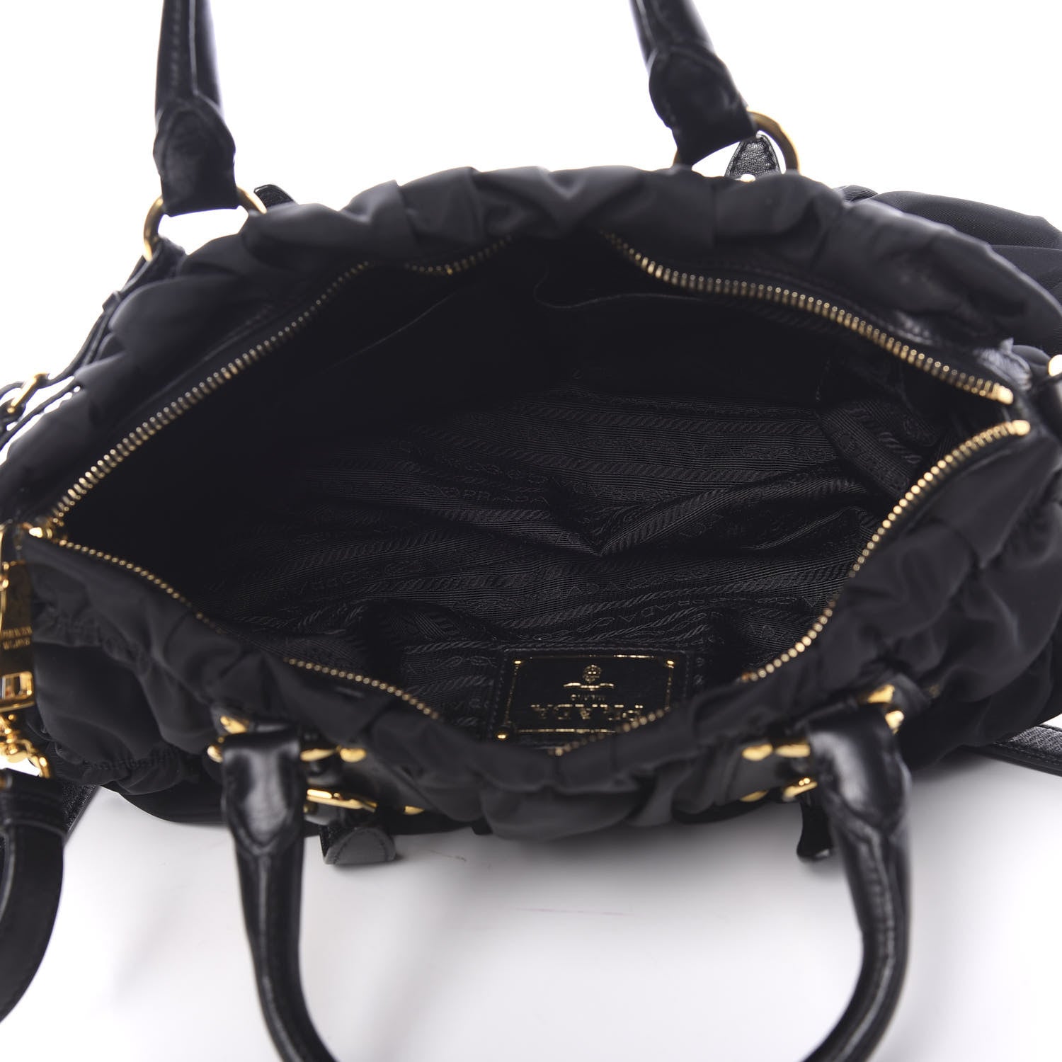 Prada Tessuto Nylon Gaufre Shopping Satchel Black 4 of 8