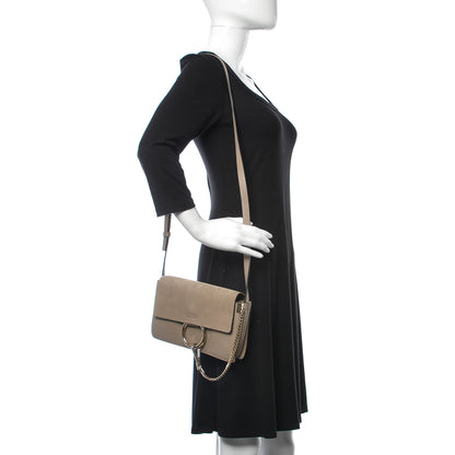 Chloe Suede Calfskin Small Faye Shoulder Bag Motty Grey 2 of 9