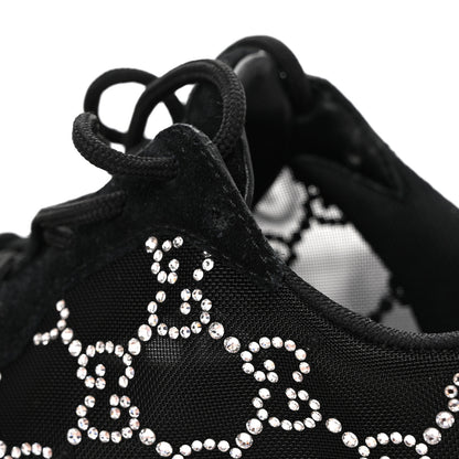 Gucci Tela Retino Mesh Crystal Suede GG Monogram Womens Gucci Run Sneakers 37 Black Silver 9 of 9