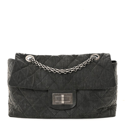 Chanel Denim Quilted XXL Reissue Flap Grey 1 of 12