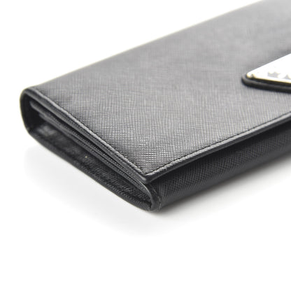Prada Saffiano Continental Flap Wallet Black 6 of 9