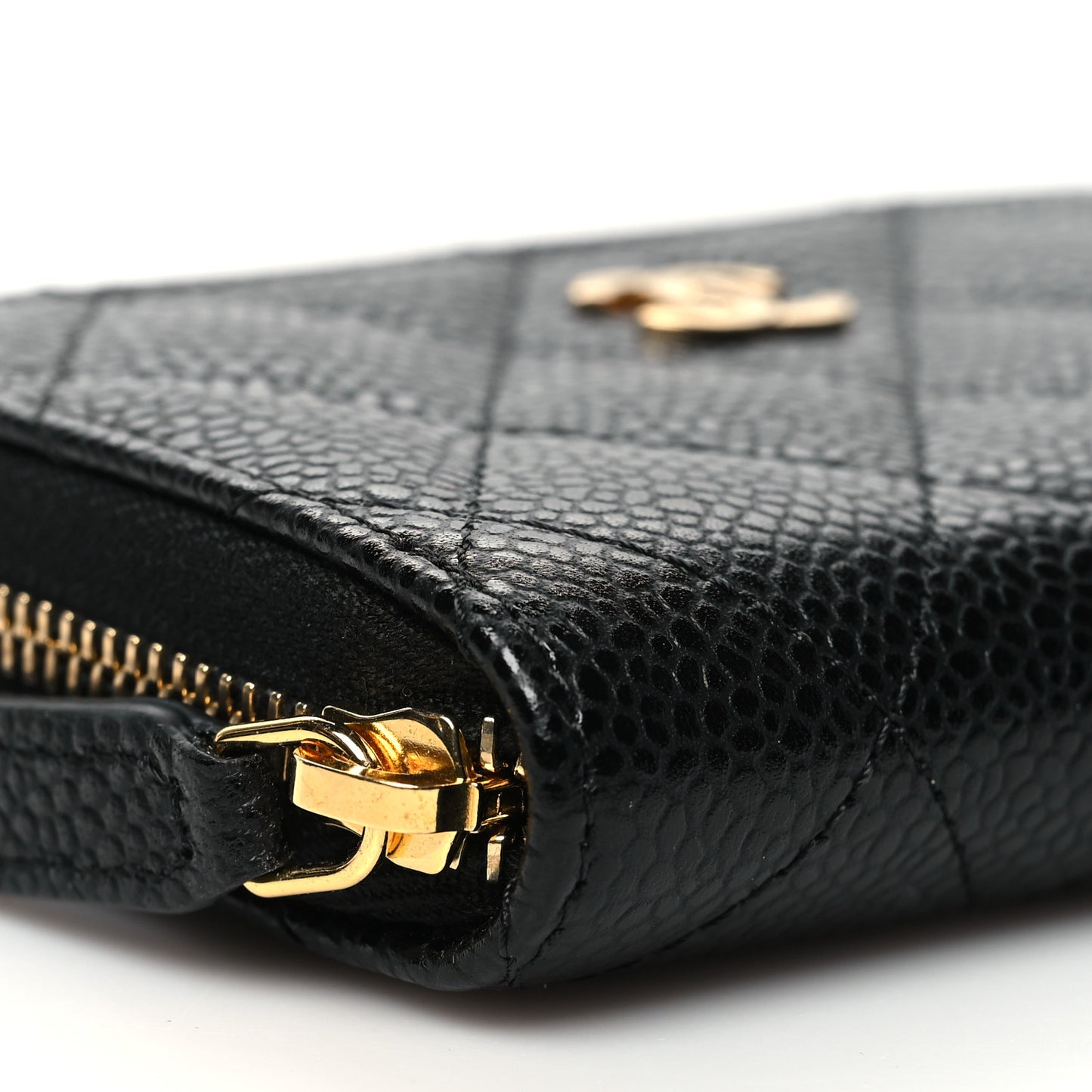 Caviar Quilted Classic Zipped Coin Purse Black