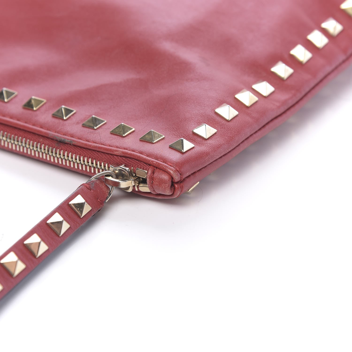 Valentino Garavani Vitello Large Rockstud Zip Wristlet Pouch Rosso Valentino 10 of 15