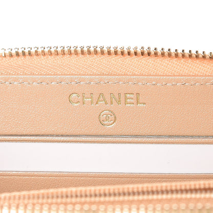 Chanel Iridescent Caviar Quilted Medium Zip Around Wallet Beige 6 of 9