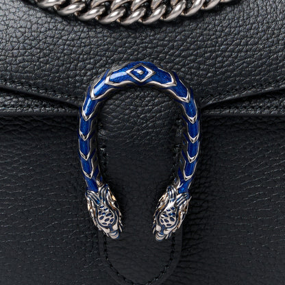 Gucci Dollar Calfskin Enamel Small Dionysus Shoulder Bag Black Electric Blue 10 of 13