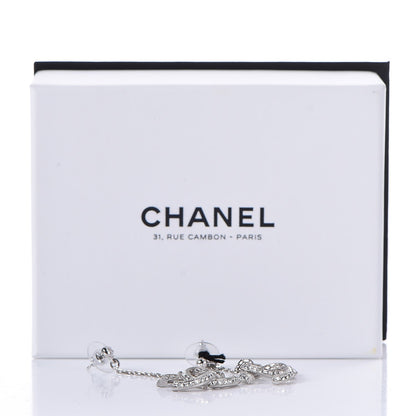 Chanel Baguette Crystal CC Drop Earrings Silver 5 of 5