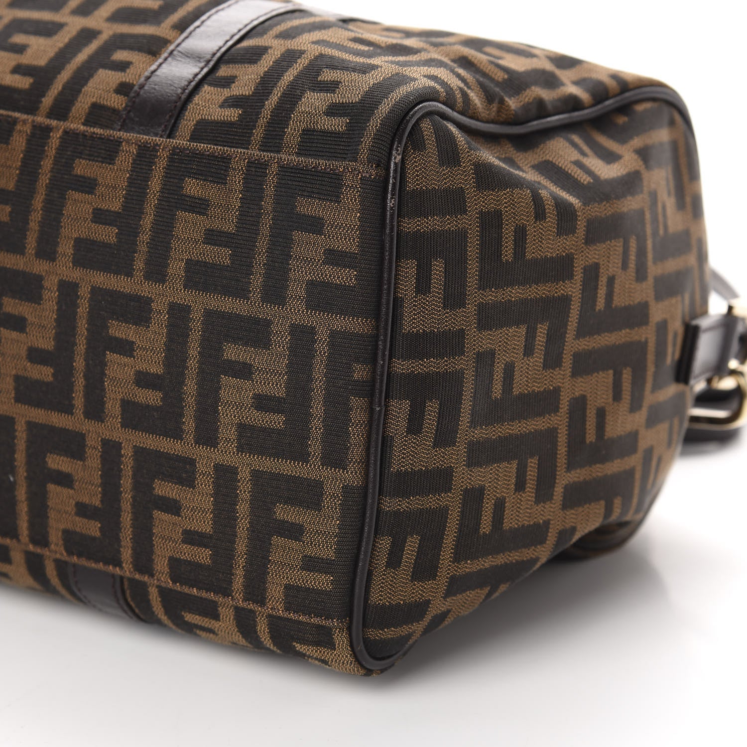 Fendi Zucca Calfskin Medium Convertible Boston Satchel Tobacco 7 of 10