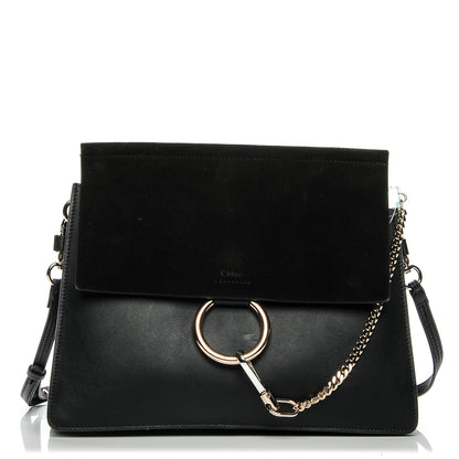 Chloe Suede Calfskin Medium Faye Shoulder Bag Black 1 of 6