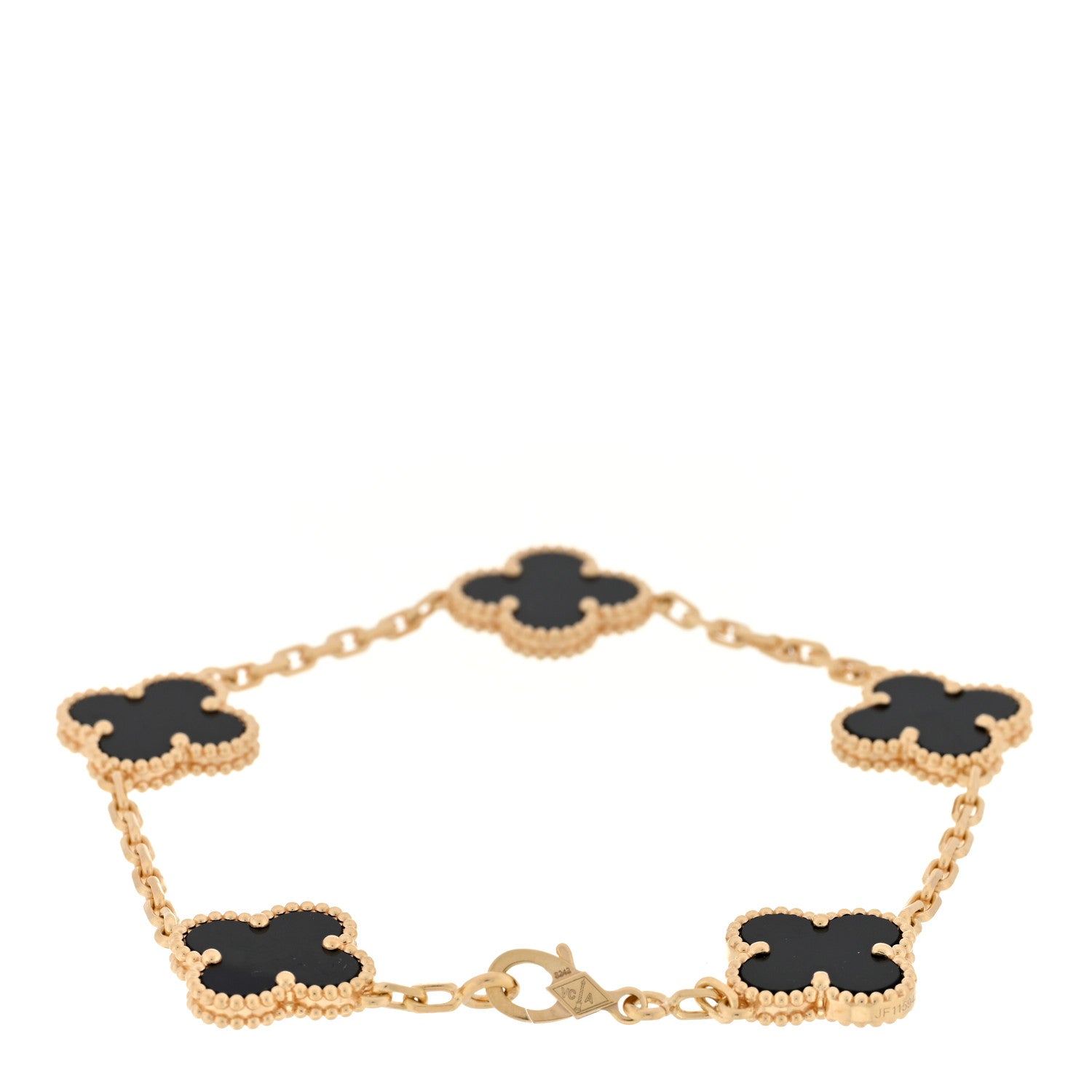 Van Cleef & Arpels 18K Yellow Gold Black Onyx 5 Motifs Vintage Alhambra Bracelet 2 of 3