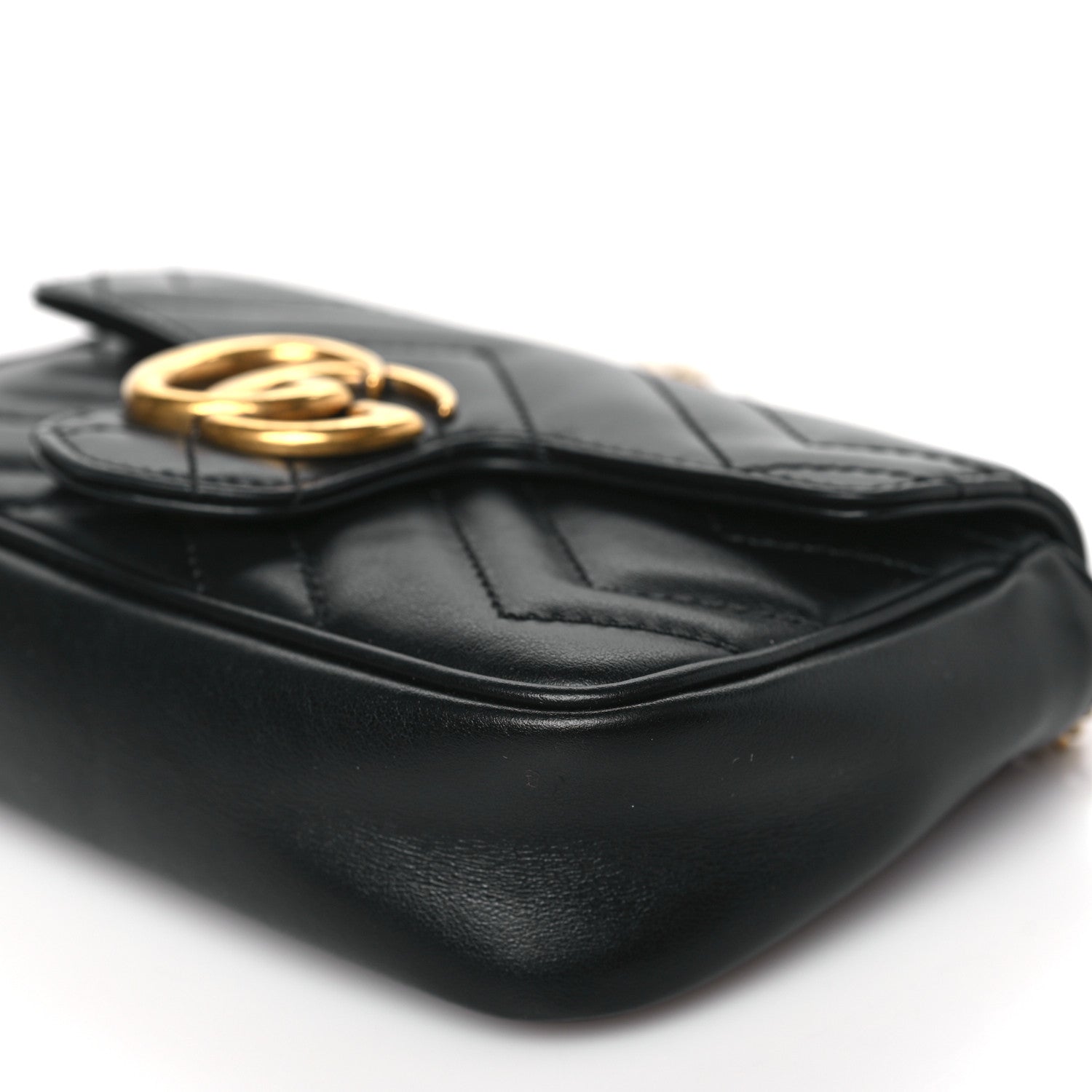 Gucci Calfskin Matelasse Super Mini GG Marmont Shoulder Bag Black 9 of 9