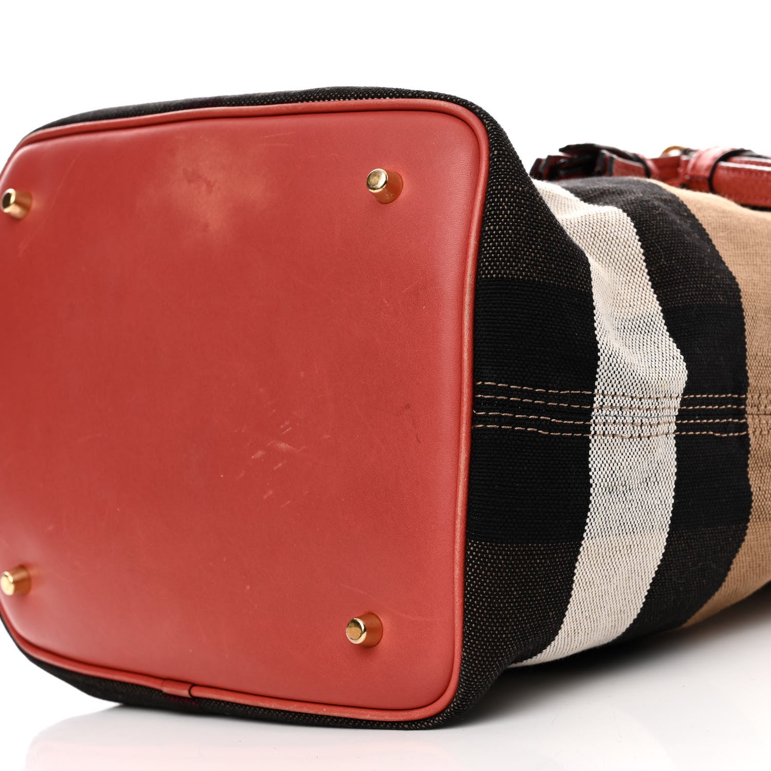 Burberry Grainy Calfskin Canvas Mega Check Medium Ashby Tassel Hobo Pink Azalea 11 of 18