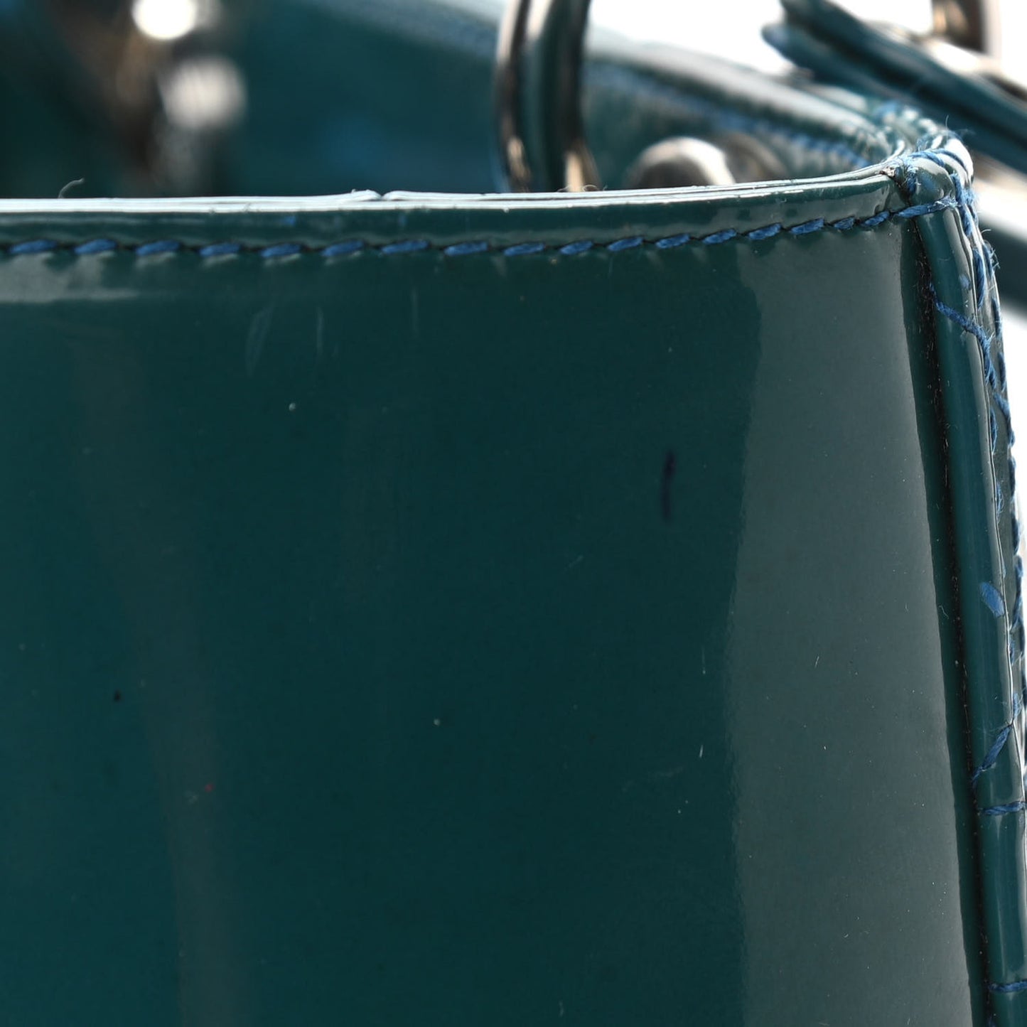 Patent Cannage Medium Lady Dior Blue